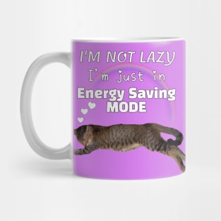 I'm Not Lazy I'm Just In Energy Saving Mode Rainbow Sleeping Cat Lover Mug